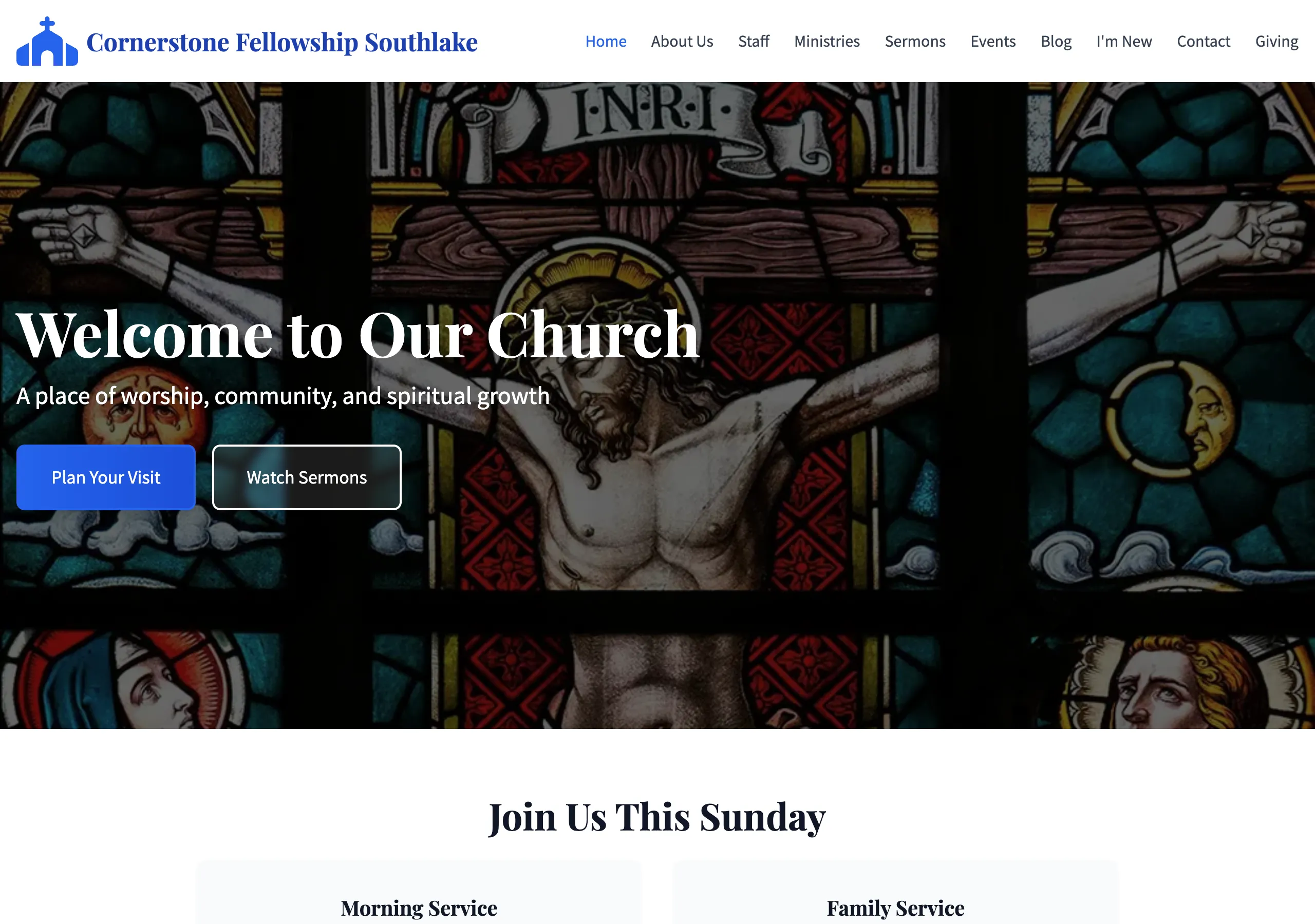 Church website screenshot